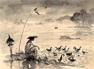 Fong Huang - "Angon Bebek" offset lithografie kopen? Bied vanaf 20!