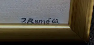 Jörg Remé - Ingelijste olieverf op doek: Compositie met figuur - 1968 kopen? Bied vanaf 599!