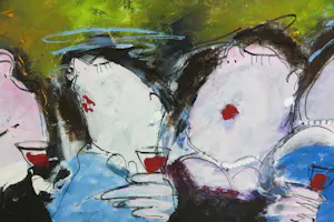 Gerdine Duijsens-Kroezen - Acryl op doek, Lekker Lunchen (Zeer groot) kopen? Bied vanaf 750!