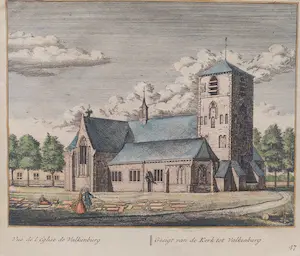 Abraham Rademaker - Valkenburg Kerk Oude Gravure Stadsgezicht L. Schenk kopen? Bied vanaf 30!