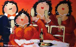 Theo Broeren - Acryl op doek, Wijnen, wijnen! (Zeer groot) verkocht voor € 100!