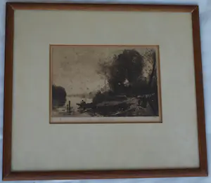 C.L. Dake - Ets naar een schilderij van Jean-Baptiste Corot, Landschap – ingelijst - ca 1890 kopen? Bied vanaf 25!