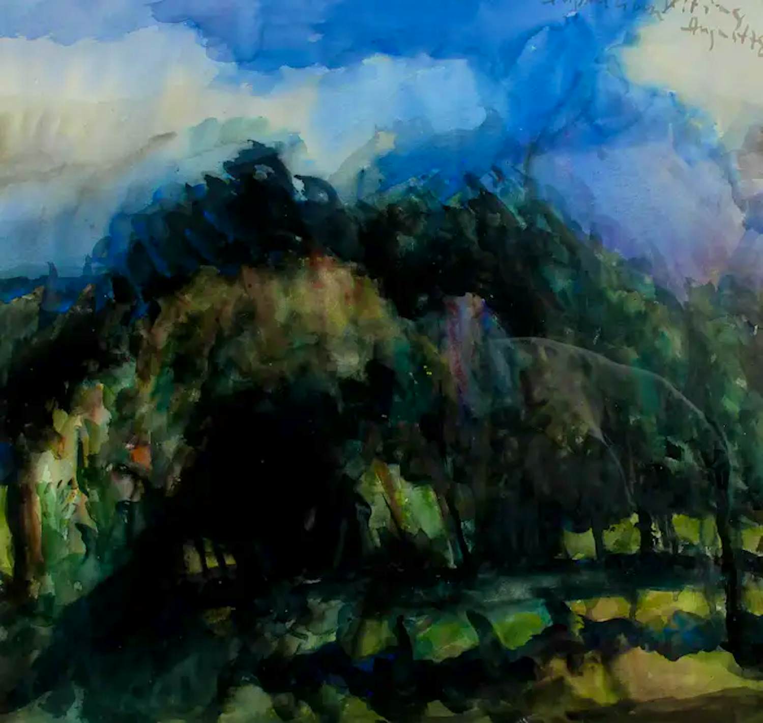 Klaus Fussmann - Ingelijste aquarel: Landschap - 1978 kopen? Bied vanaf 2750!