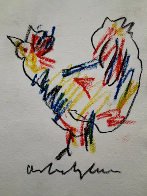 Anton Heyboer - Kipje - Krijt - 1996 - 31 x 21 cm kaufen? Bieten Sie von 175!