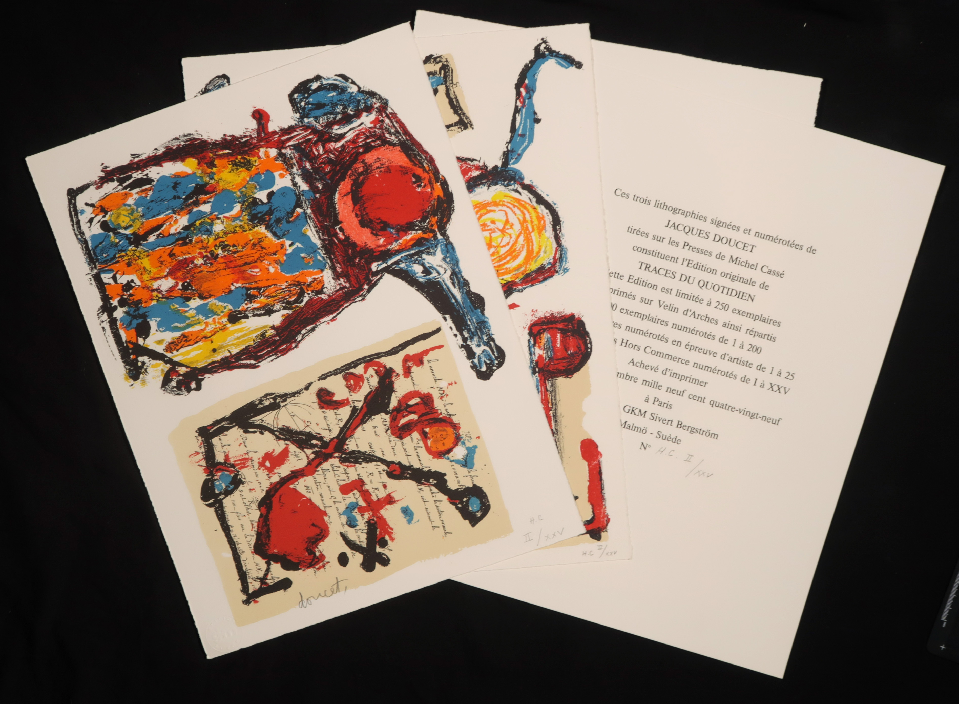 Jacques Doucet - 3 x Litho, Traces du quotidien I, II, III verkocht voor € 120!