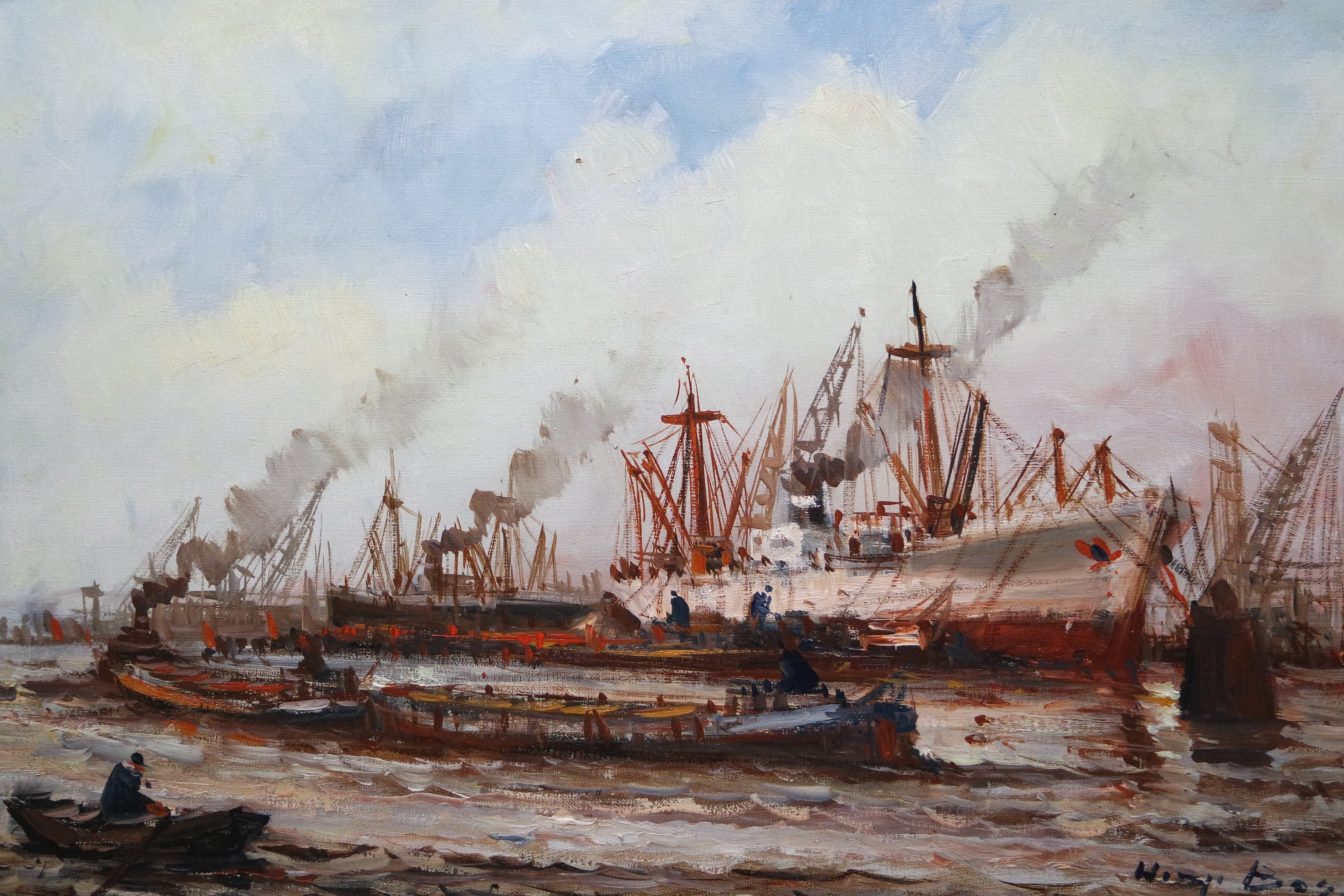 Willem Bos - olieverf op doek - havengezicht kopen? Bied vanaf 325!