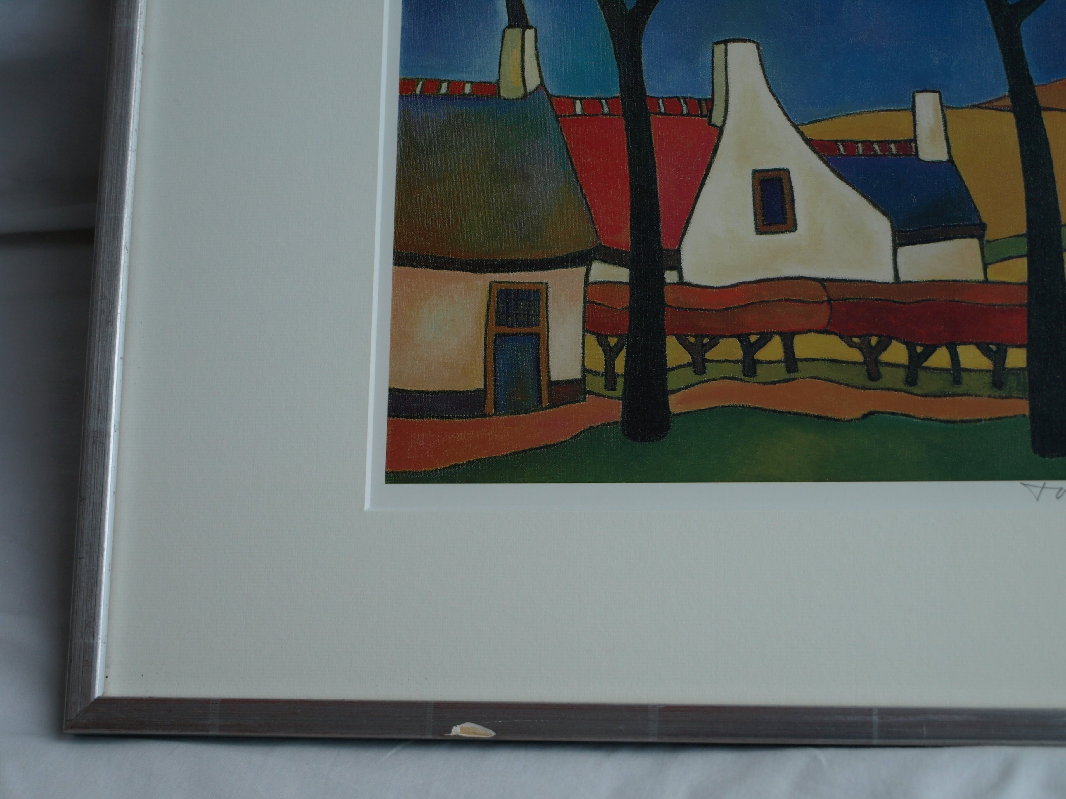 Toon Tieland - Handgesigneerde prent , “Rode bomen” - ingelijst – ca 1990 kopen? Bied vanaf 1!