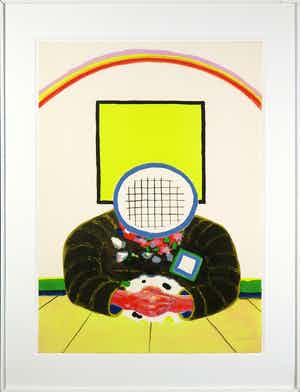 Roger Raveel - Zeefdruk, Dubbende man - Ingelijst (Groot) verkocht voor € 650!