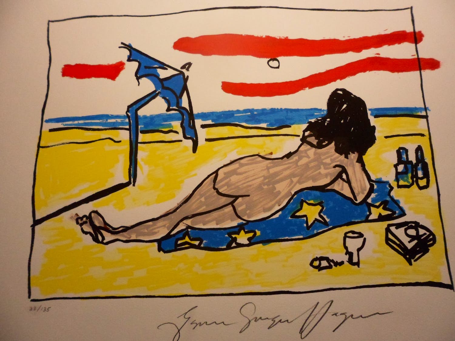 Espen Hagen - Zeefdruk, "Beach ". verkocht voor € 40!
