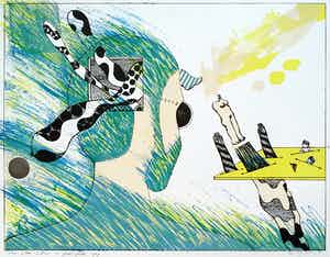 Hannes Postma - 1 dim - 2 dim - 3 dim or grass-filter, litho verkocht voor € 50!