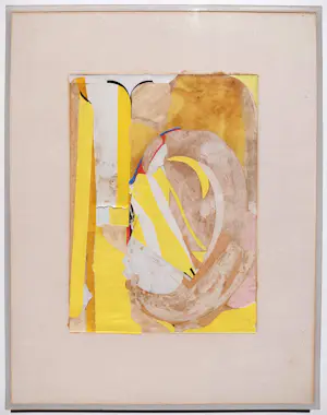 Gerard Brussee - b, gemengde techniek met collage (netjes ingelijst) kopen? Bied vanaf 40!