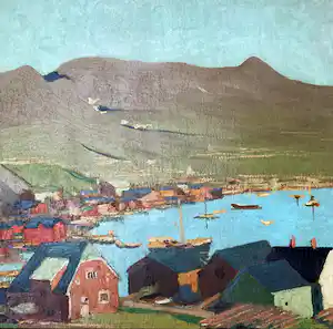 Franck Morse Rummel - Vissershaven aan de poolcirkel (Arctic landscape) verkauft für € 241!