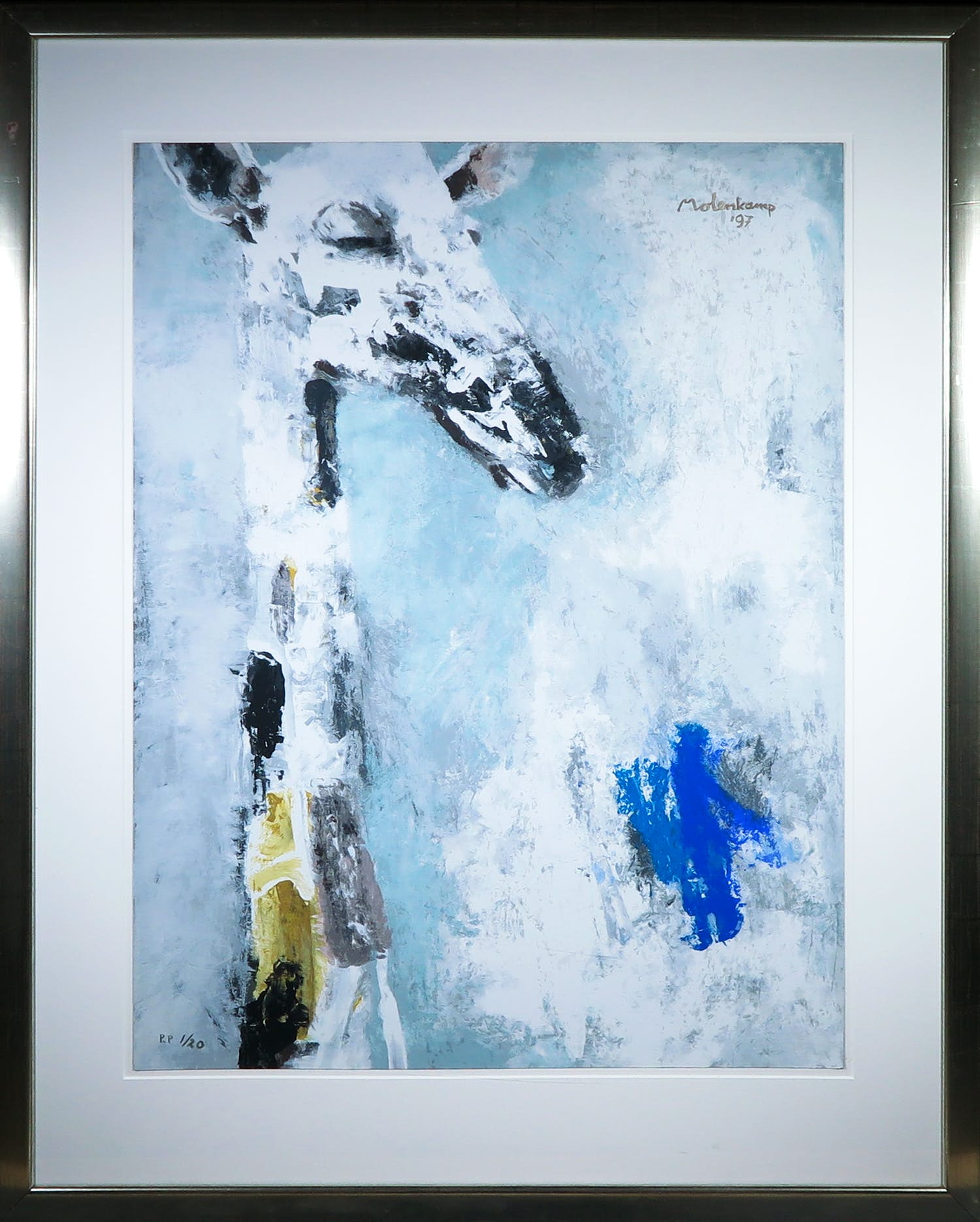 Nico Molenkamp - Zeefdruk, Giraffe - Ingelijst (Groot) verkocht voor € 1!