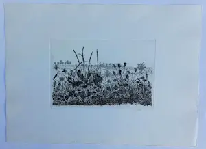 Willem Minderman - landschap met dorpje op achtergrond - 1975 kopen? Bied vanaf 45!