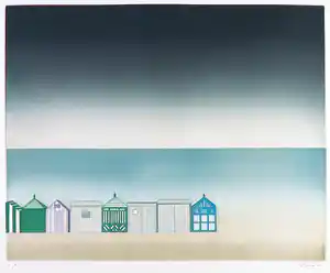Jean Solombre - Aquatint, Strandhuisjes verkocht voor € 35!