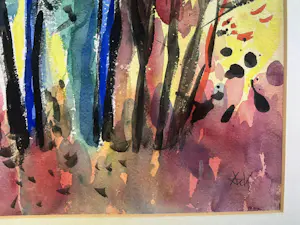 Andre van der Vossen - Bomenrij - expressionistisch kleurrijk werk kopen? Bied vanaf 195!