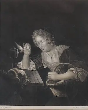 Carl Wilhelm Mieling - Litho, Het eiermeisje kopen? Bied vanaf 1!