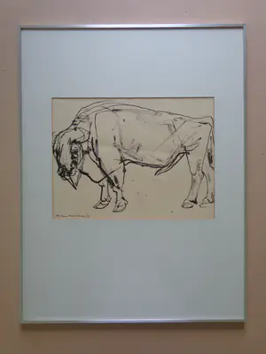 Alfons Van Meirvenne - BIZON / ORIGINEEL WERK / 63x48cm / KADER / SIG / 1956 kopen? Bied vanaf 35!