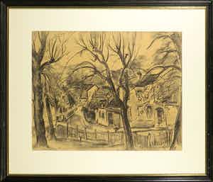 Karel Colnot - Houtskool, Dorpsstraat - Ingelijst verkocht voor € 120!