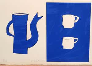 Klaas Gubbels - Blauwe kan met twee kopjes verkocht voor € 350!