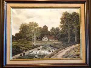 L. De Bruijn - Huis aan rivier - Olieverf op doek, Ingelijst kopen? Bied vanaf 1!
