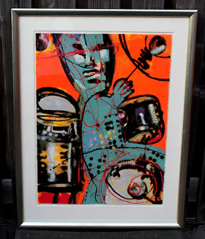 Herman Brood - Ingelijste zeefdruk:het bandje: de drummer - 1990 kopen? Bied vanaf 350!