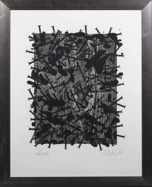 Gunther Uecker - Litho, Compositie met spijkers - Ingelijst kopen? Bied vanaf 350!