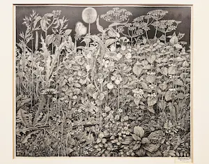 Dirk van Gelder - Fraai gedetailleerde -kleine oplage- Ets - veld met wilde bloemen - gesigneerd kopen? Bied vanaf 50!