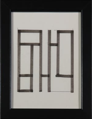 Siep van den Berg - Lot van twee pentekeningen, Geometrisch abstracte composities - Ingelijst kopen? Bied vanaf 35!