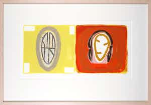 Piet Warffemius - Litho, Schuilen in m'n hooofd - Ingelijst verkocht voor € 70!