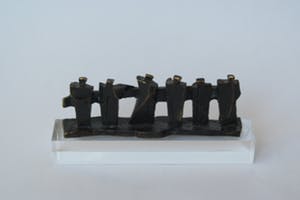 Frans Steginga - samen de zaak van de grond tillen - verbronsd sculptuur kopen? Bied vanaf 1!