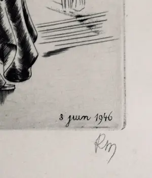 Rene Mels - Das Theater – 1946 – Seltene signierte Kaltnadelradierung – gerahmt kopen? Bied vanaf 50!