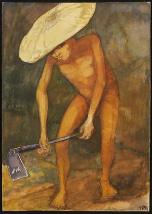 Jan Dirk Pijper - Aquarel, Chinese landarbeider kopen? Bied vanaf 1!