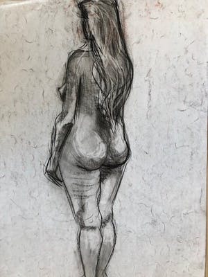 Ton Etman - zittend naakt in zwartkrijt kopen? Bied vanaf 1!