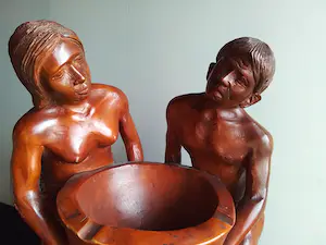 Niet of onleesbaar gesigneerd - Prachtig houten beeld van bontoc stam uit de Filippijnen kopen? Bied vanaf 1!