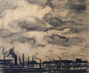 Jos Mous - tekening Haven Grote tekening - 100 cm x 70 cm kopen? Bied vanaf 50!