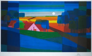 Ton Schulten - Zeefdruk, Door de velden - Ingelijst (Groot) kopen? Bied vanaf 350!