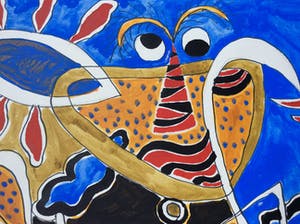 Niet of onleesbaar gesigneerd - Gemengde techniek op papier - hand gesigneerd kopen? Bied vanaf 1!