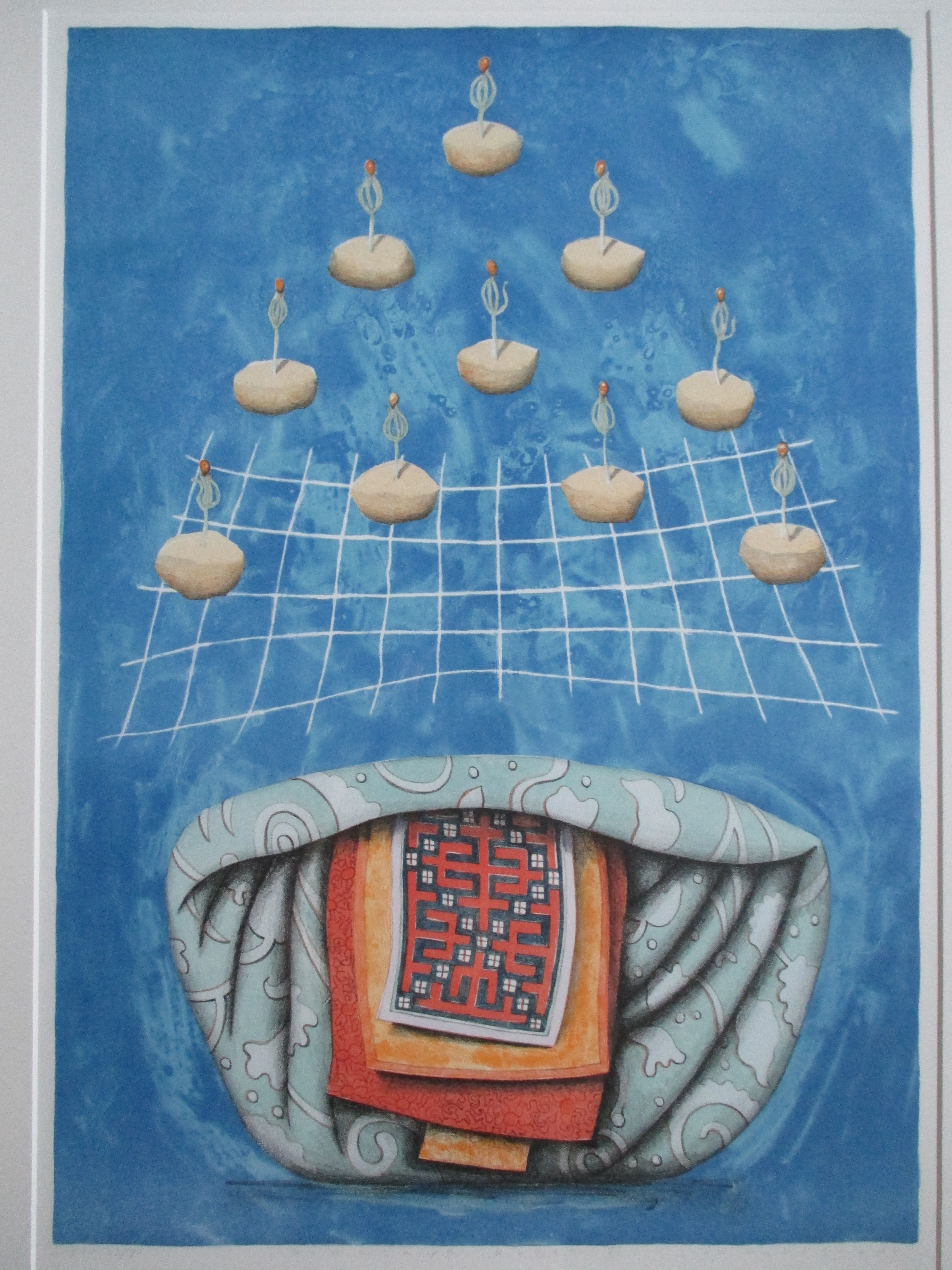 Lon Buttstedt - Grote ingelijste litho 'Himalaya Blues VI' Barth lijst verkocht voor € 60!