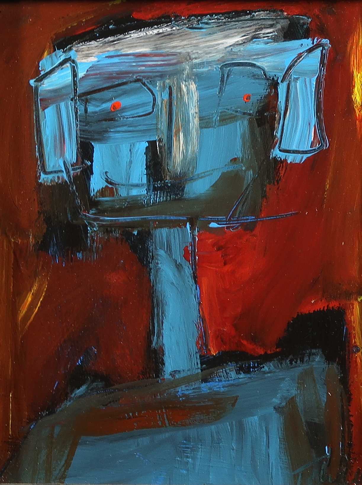 Niet of onleesbaar gesigneerd - Acryl op board, Blauw figuur - Ingelijst kopen? Bied vanaf 1!