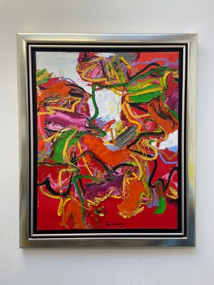 Jan van Lokhorst - Compositie in rood kopen? Bied vanaf 1600!