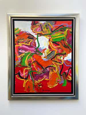 Jan van Lokhorst - Compositie in rood verkocht voor € 1600!