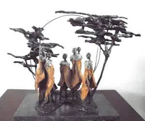 Marianne Houtkamp - "Ochtendgloren".Kapitaal beeld met pracht patina. kopen? Bied vanaf 4750!