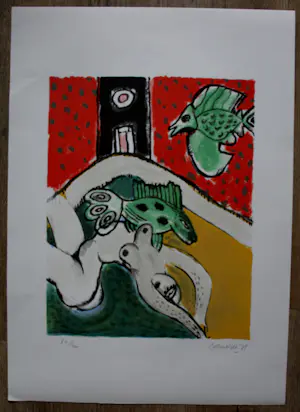 Corneille - Litho: Femme et poissons - 1975 kopen? Bied vanaf 299!