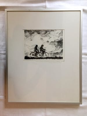 Joke Struik - Zondagmiddag op de fiets - Litho, Ingelijst kopen? Bied vanaf 45!