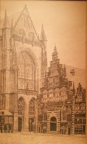 Adriaan Terhell - onder pseudoniem C. de Zeeuw Stadsgezicht "Vleesch Hal, Haarlem" kopen? Bied vanaf 25!