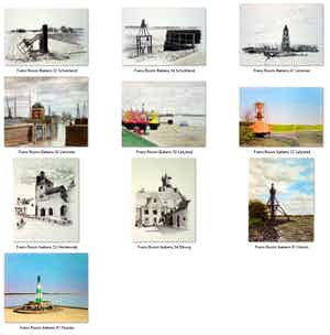 Frans Room - Lot van 10 originele tekeningen - Bakens en boeien IJsselmeer e.o. verkocht voor € 100!