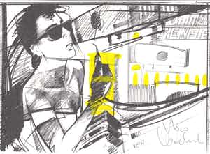 Nico Vrielink - Kleurenzeefdruk VROUW met ZONNEBRIL Handgesigneerd. verkocht voor € 45!