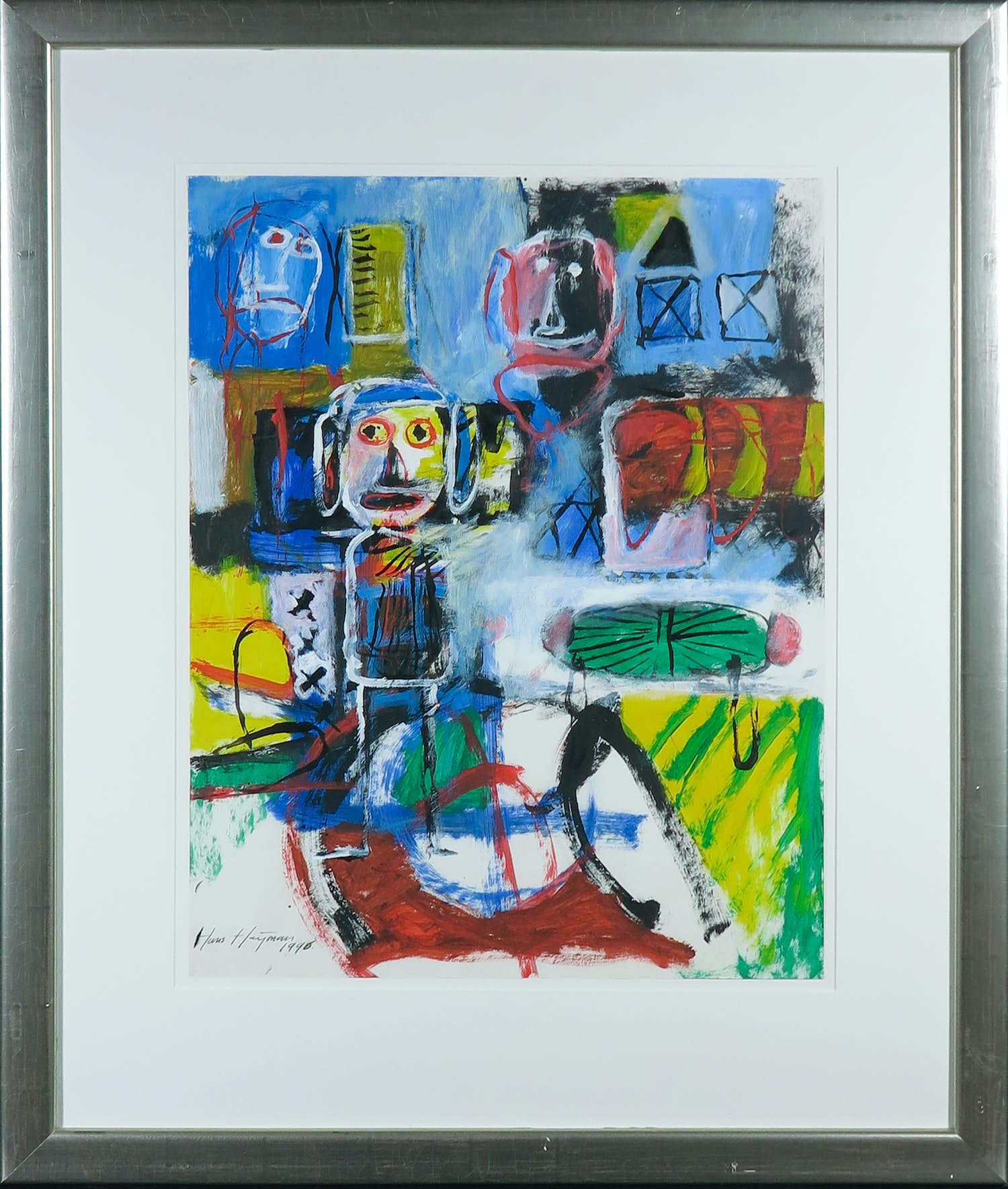 Hans Heijman - Gemengde techniek op papier, Zonder titel - Ingelijst verkocht voor € 1!