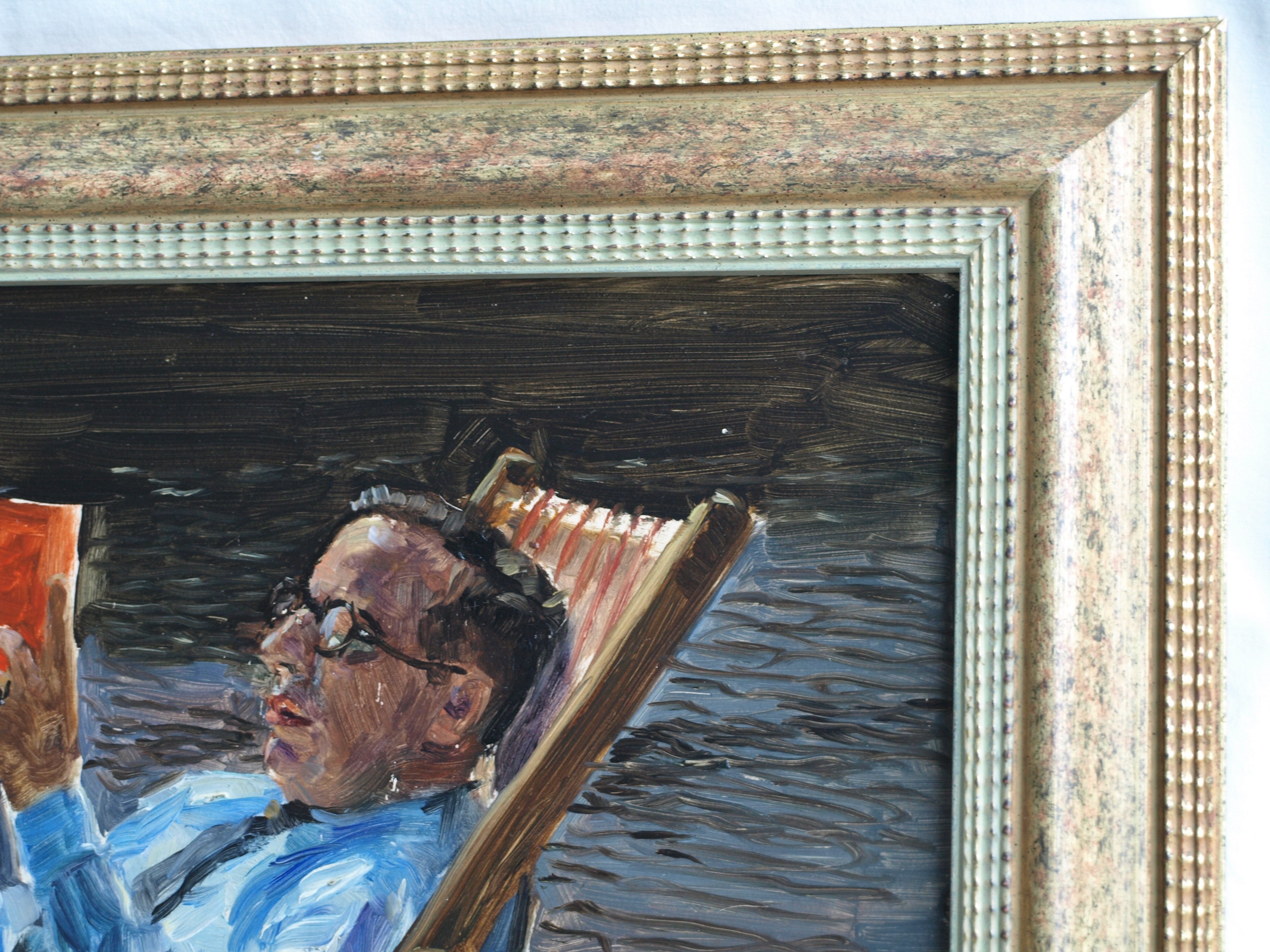 Bethijl Philippus van Romondt - Olieverf op paneel , Man in strandstoel – gesigneerd & ingelijst – 1935 kopen? Bied vanaf 150!